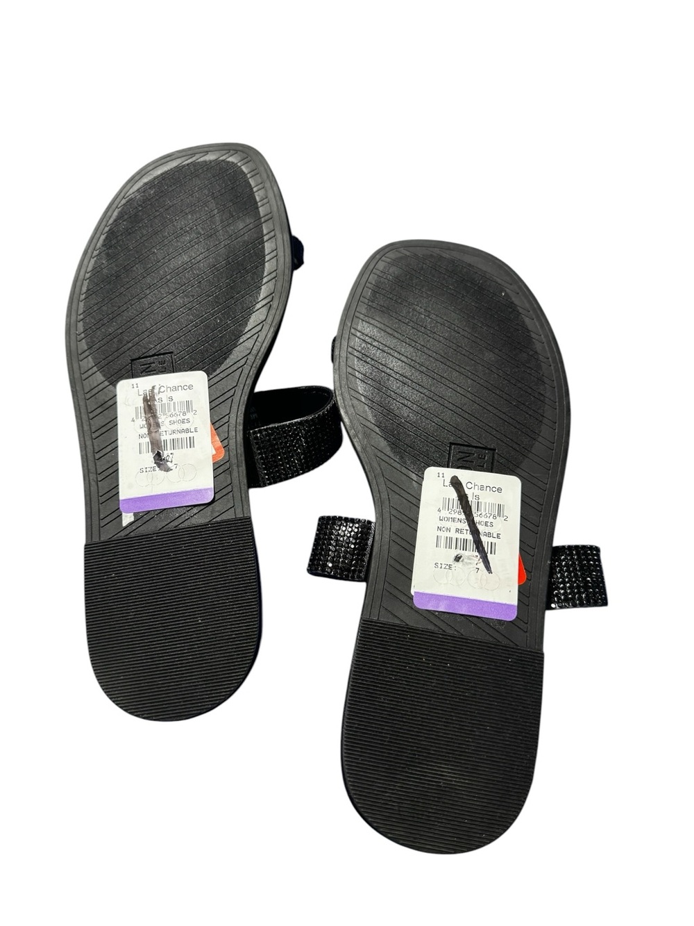 Slide Sandals Kenneth Cole Reaction Black Rhinestone Toe Ring Sandals Size 7 - Picture 5 of 5